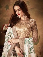 Off White And Beige Organza Lehenga Choli